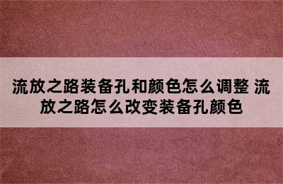 流放之路装备孔和颜色怎么调整 流放之路怎么改变装备孔颜色